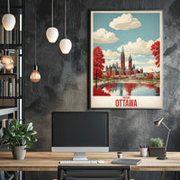 Ottawa Autumn Parliament Vintage Travel Poster PosterGoat