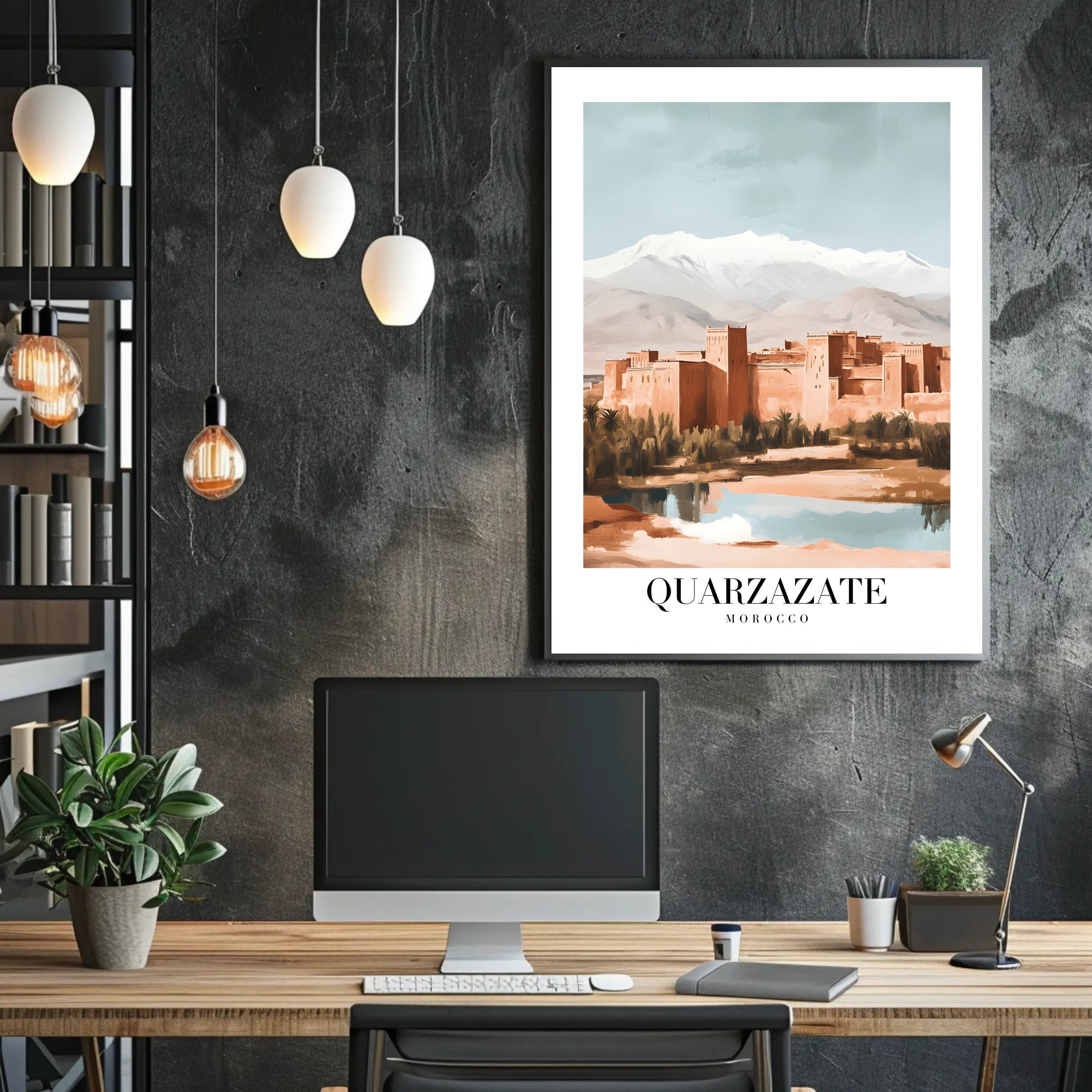 Ouarzazate Oasis Reflection Modern Cityscape Travel Poster PosterGoat