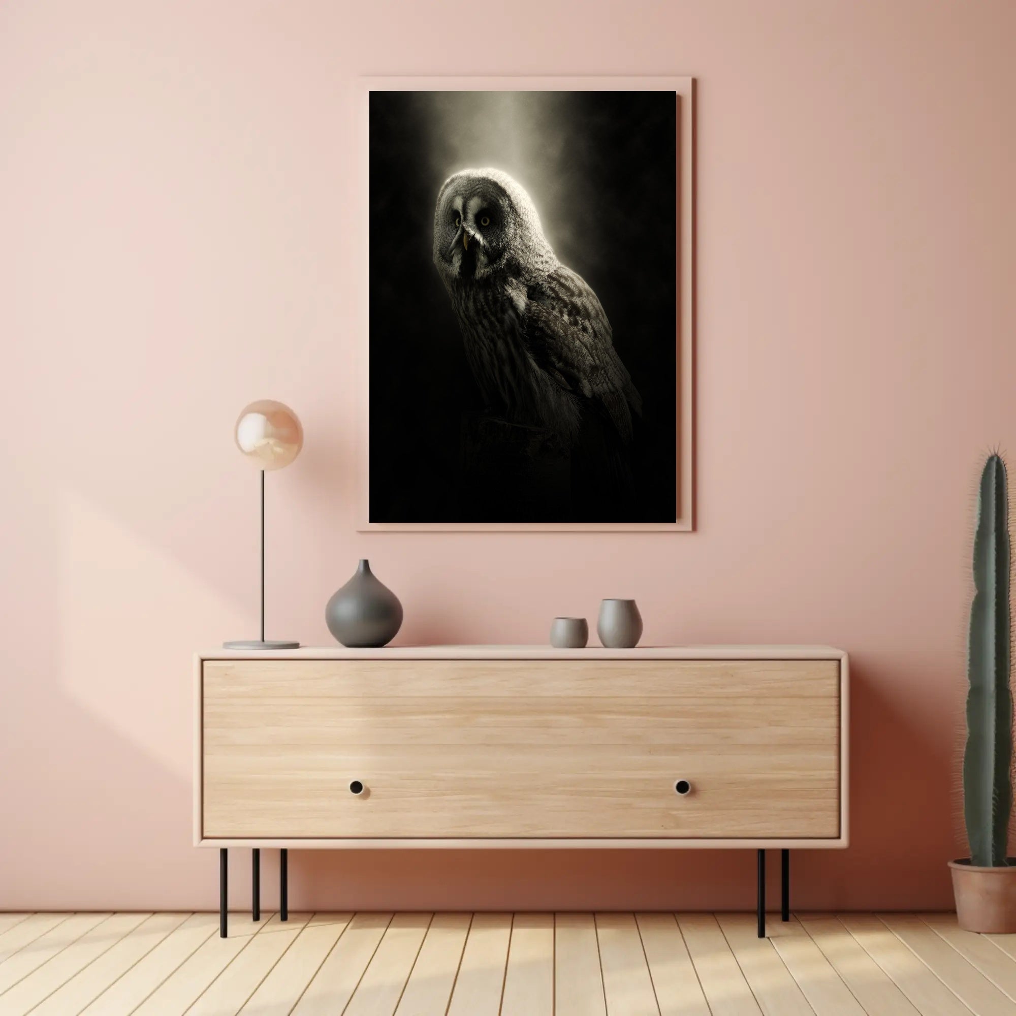 Owl Photorealistic Nocturnal Art Animal Poster PosterGoat