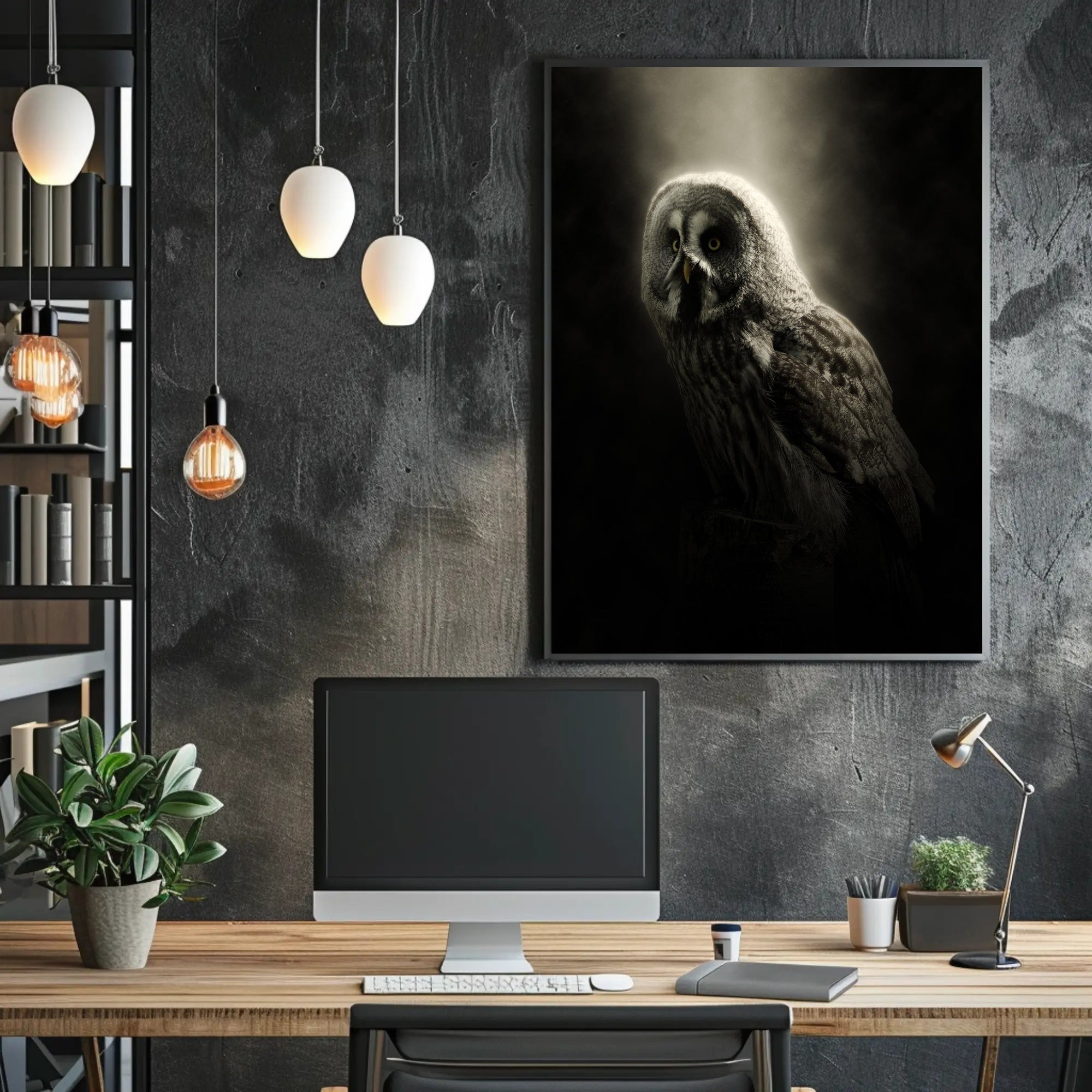Owl Photorealistic Nocturnal Art Animal Poster PosterGoat