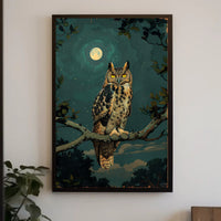 Owl in Moonlit Forest Animal Poster PosterGoat