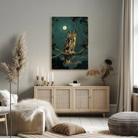 Owl in Moonlit Forest Animal Poster PosterGoat
