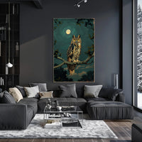 Owl in Moonlit Forest Animal Poster PosterGoat