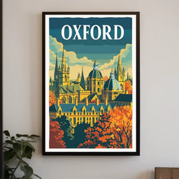Oxford Autumn Vintage Cityscape Travel Poster PosterGoat