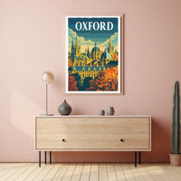 Oxford Autumn Vintage Cityscape Travel Poster PosterGoat