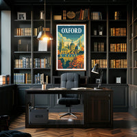 Oxford Autumn Vintage Cityscape Travel Poster PosterGoat