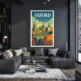 Oxford Autumn Vintage Cityscape Travel Poster PosterGoat