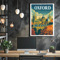 Oxford Autumn Vintage Cityscape Travel Poster PosterGoat