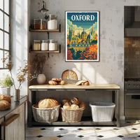 Oxford Autumn Vintage Cityscape Travel Poster PosterGoat