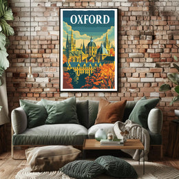 Oxford Autumn Vintage Cityscape Travel Poster PosterGoat