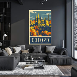 Oxford Autumn Vintage Travel Art - Urban or Cityscape Poster PosterGoat