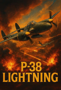 P-38 Lightning WWII Aerial Combat Scene Poster PosterGoat