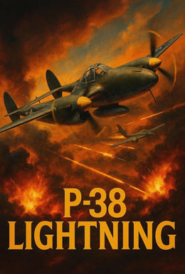 P-38 Lightning WWII Aerial Combat Scene Poster PosterGoat