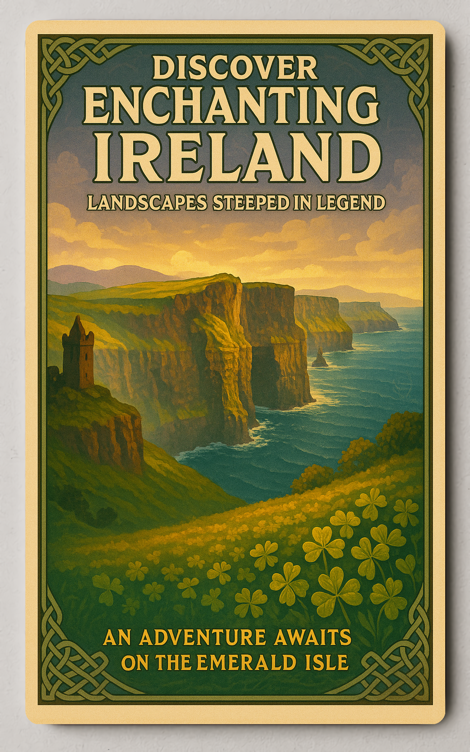 Ireland Vintage Travel Trading Card: Enchanting Landscapes Adventure