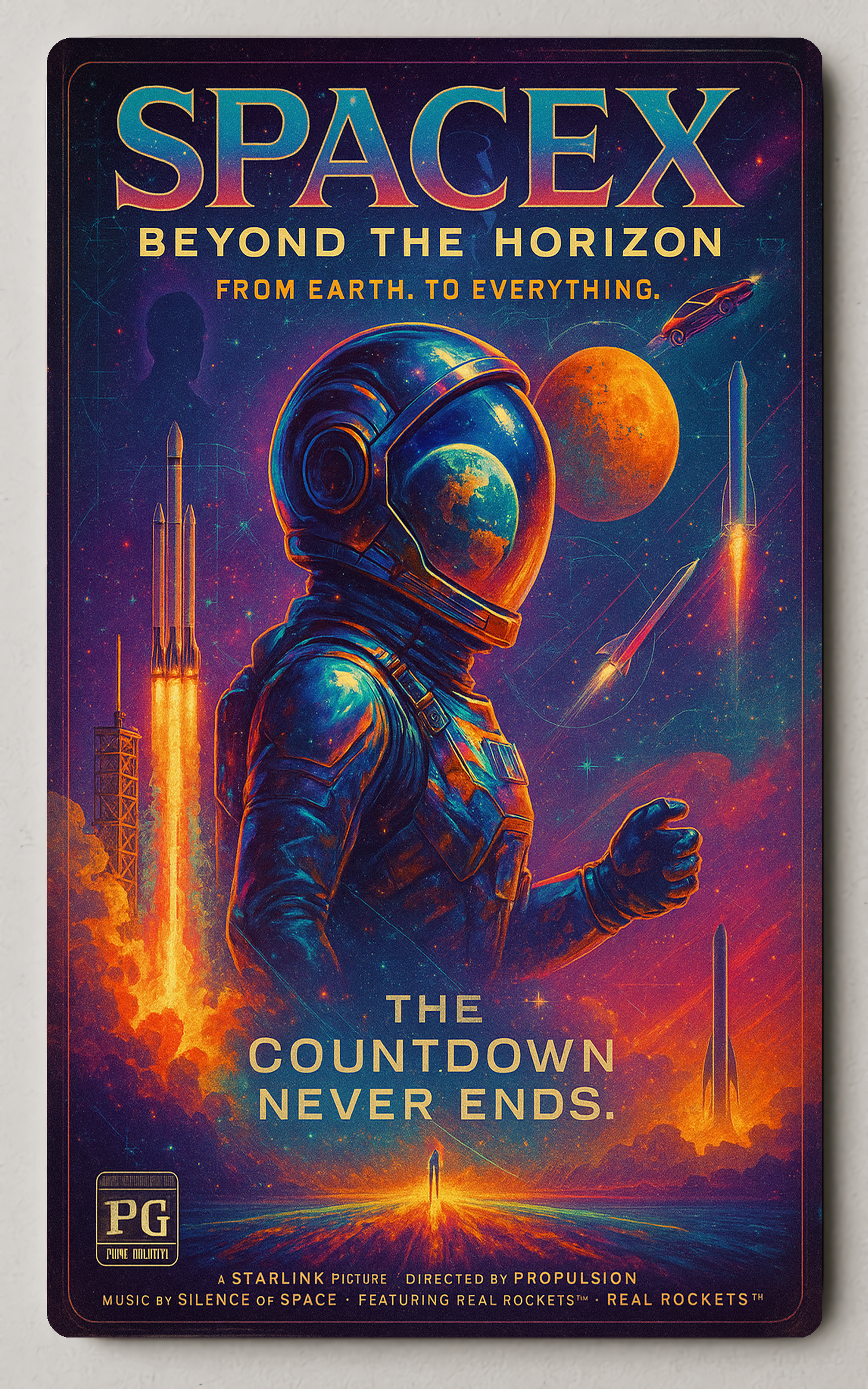 SpaceX Rocket Launch Vibrant Futuristic Sci-Fi Trading Card