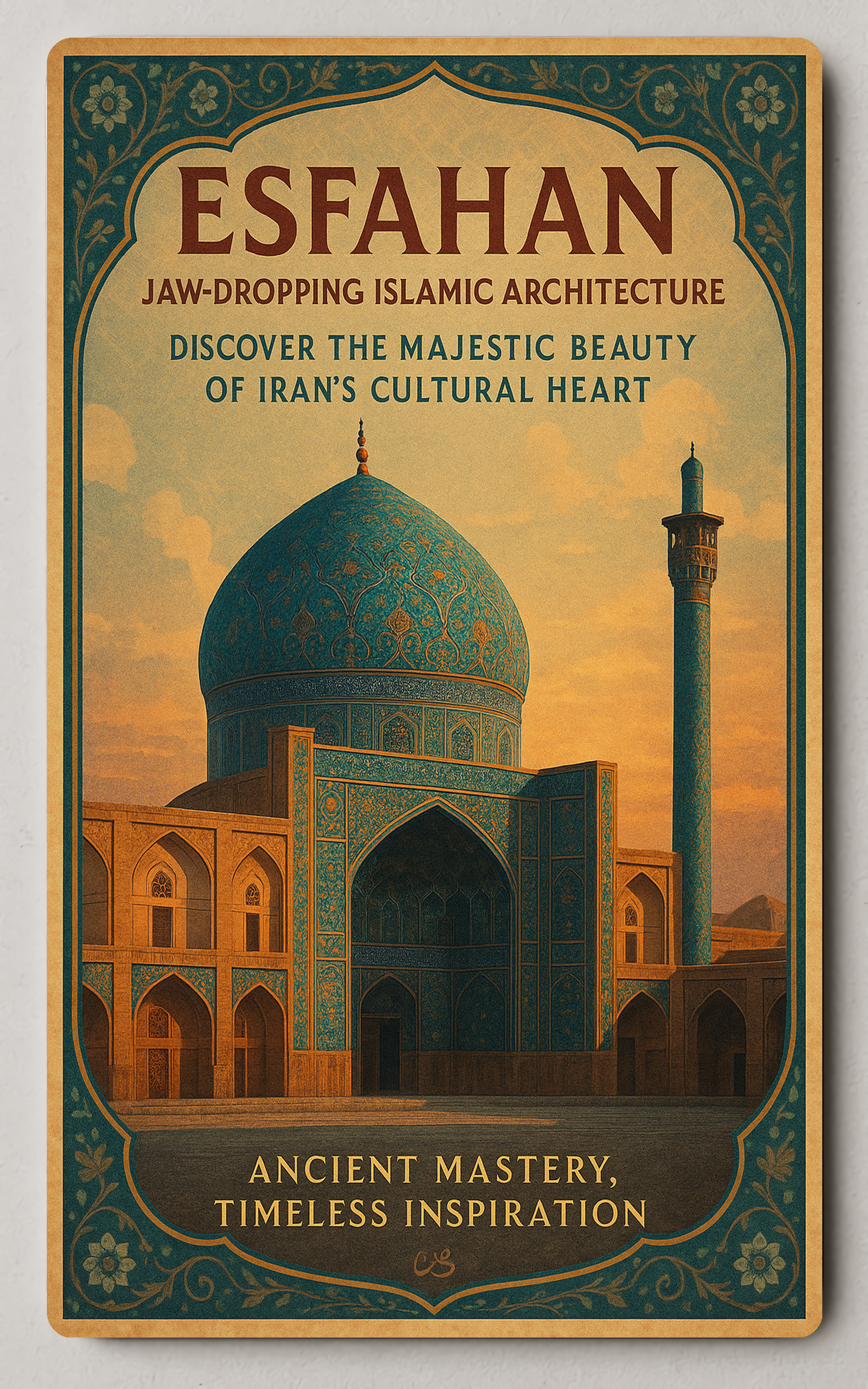 Esfahan Majestic Islamic Architecture Trading Card PosterGoats
