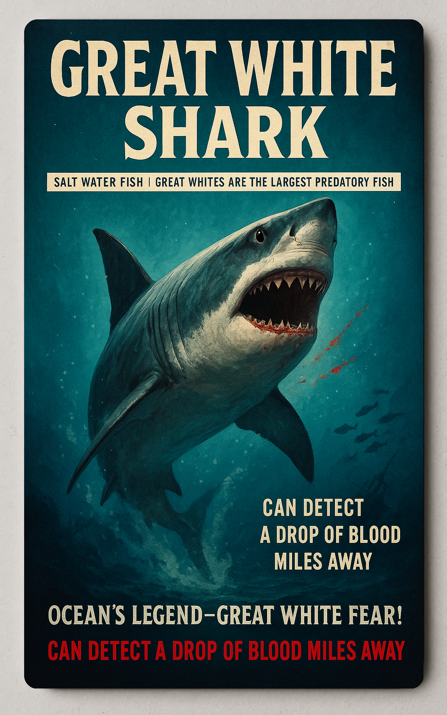 Great White Shark Ocean's Legend Trading Card PosterGoats