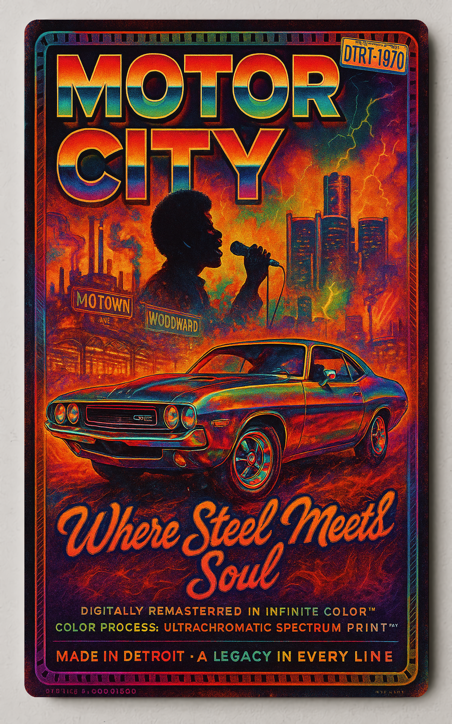 Motor City Where Steel Meets Soul Trading Card PosterGoat