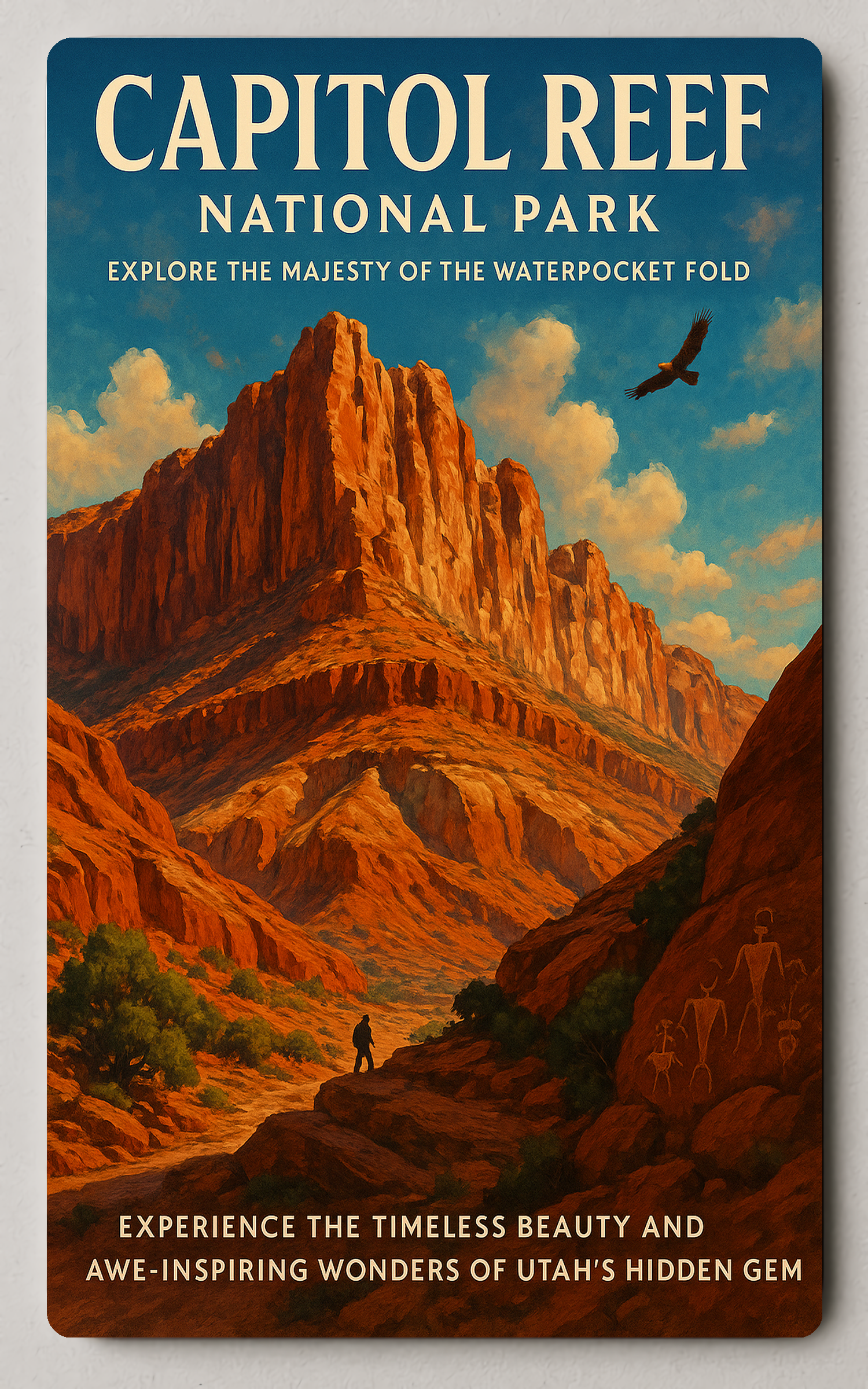 Capitol Reef National Park Trading Card PosterGoat