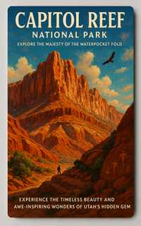 Capitol Reef National Park Trading Card PosterGoat