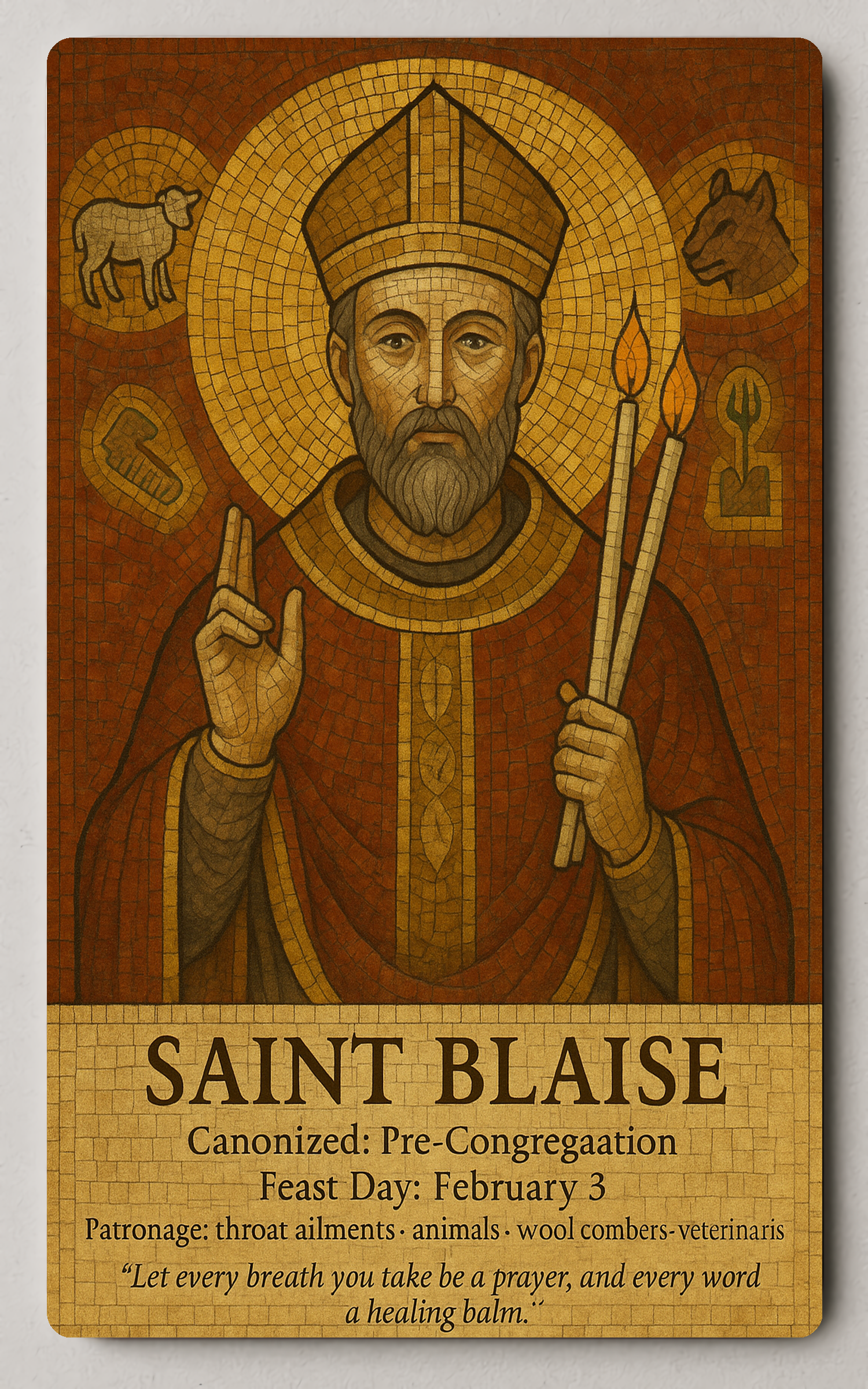 Saint Blaise Patron of Throat Ailments Trading Card PosterGoat