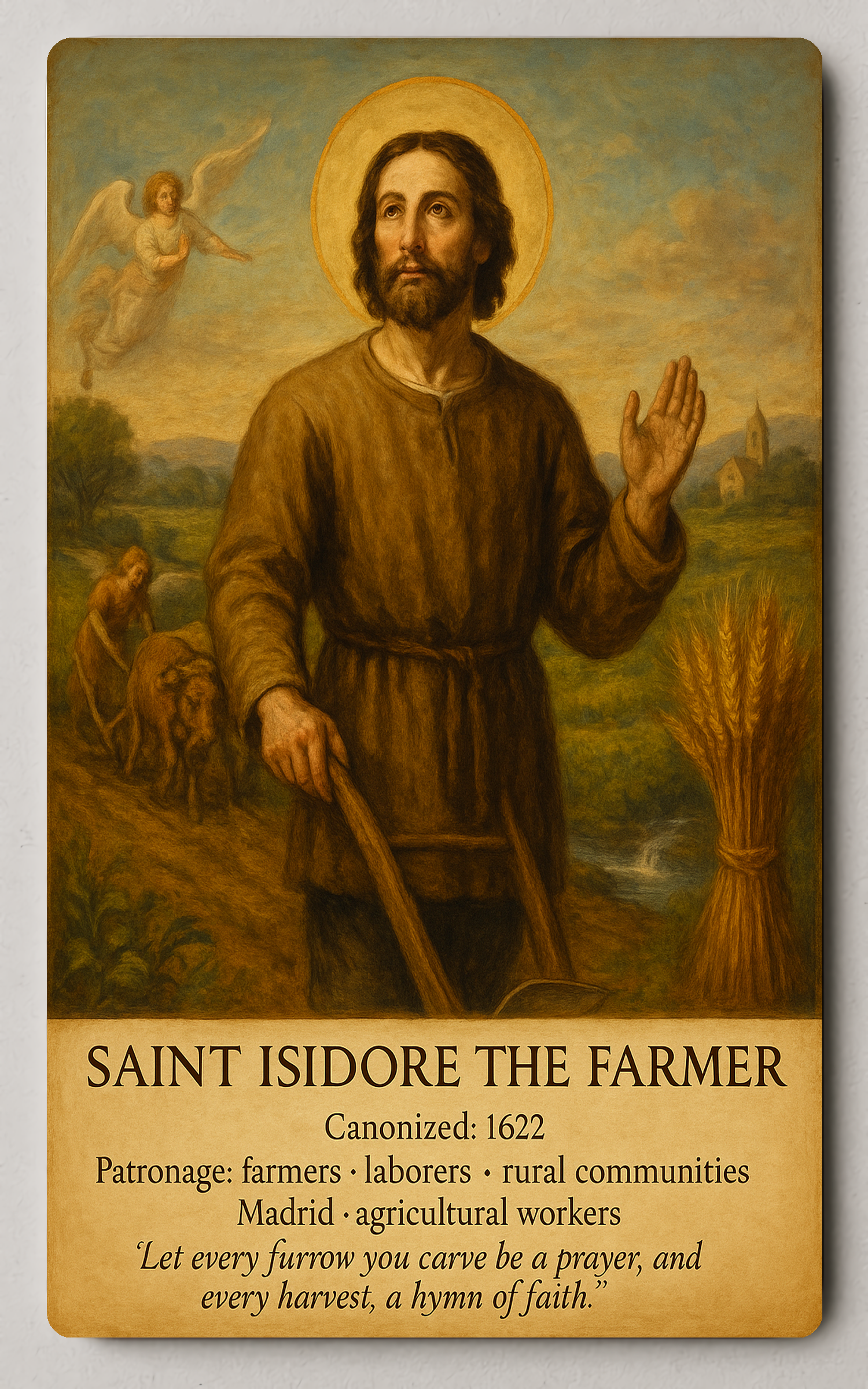 Saint Isidore the Farmer Trading Card PosterGoat