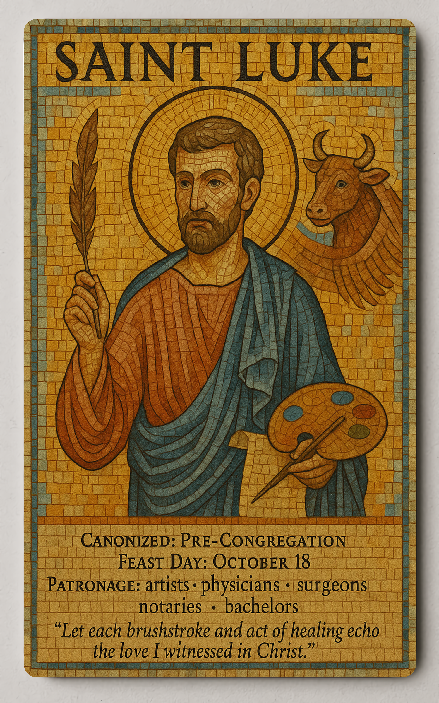 Saint Luke Patron of Artists and Physicians Trading Card PosterGoat