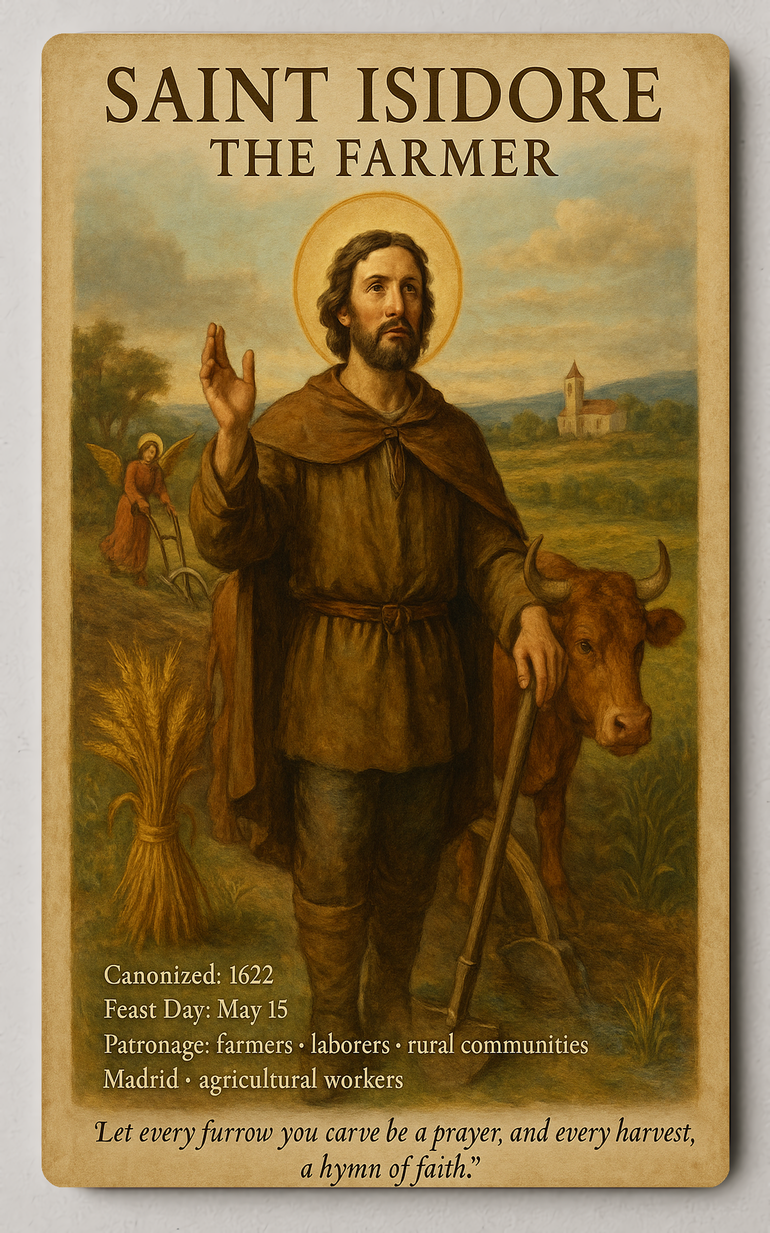 Saint Isidore the Farmer Trading Card PosterGoat