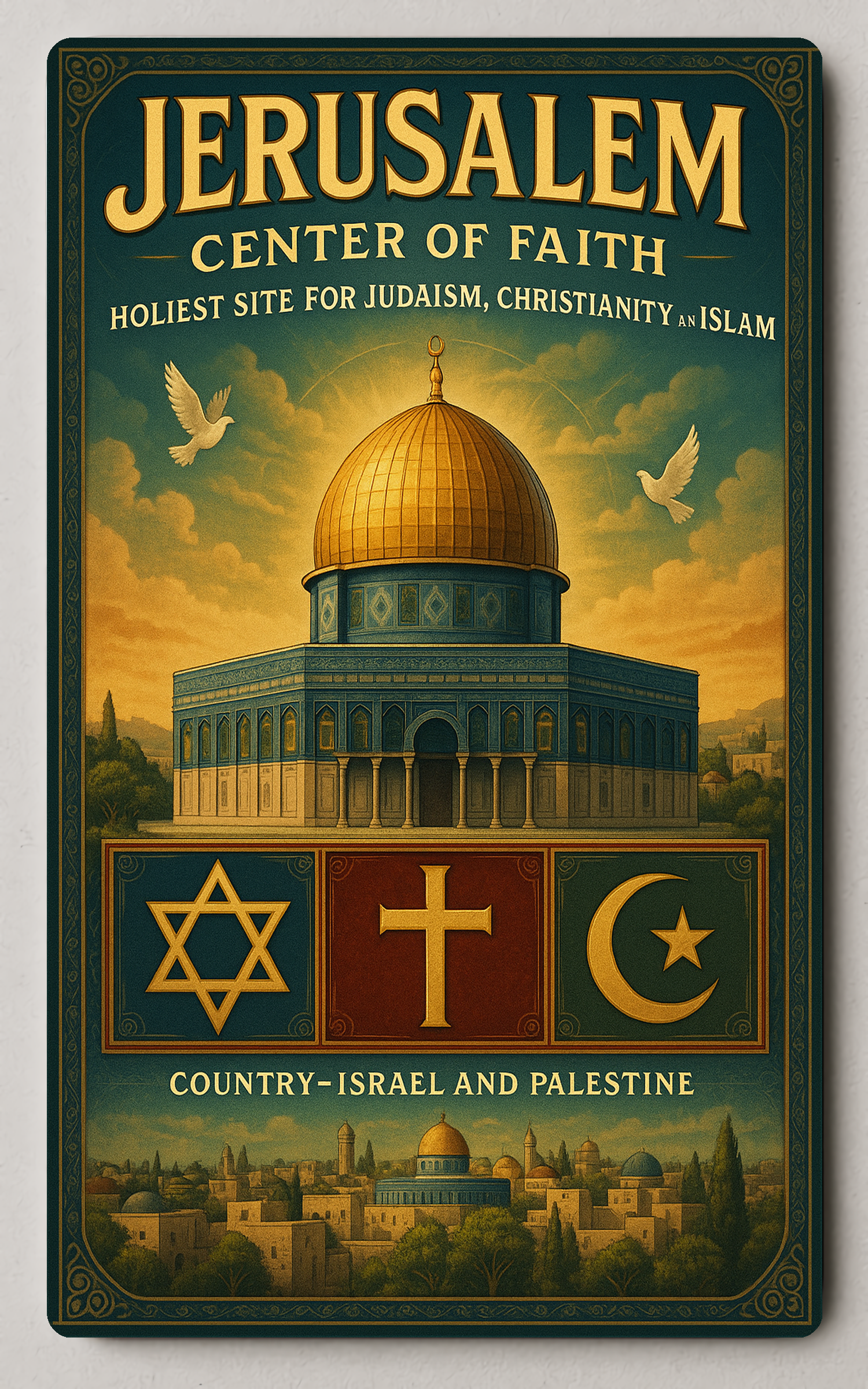 Jerusalem Peaceful Harmony Vintage Trading Card