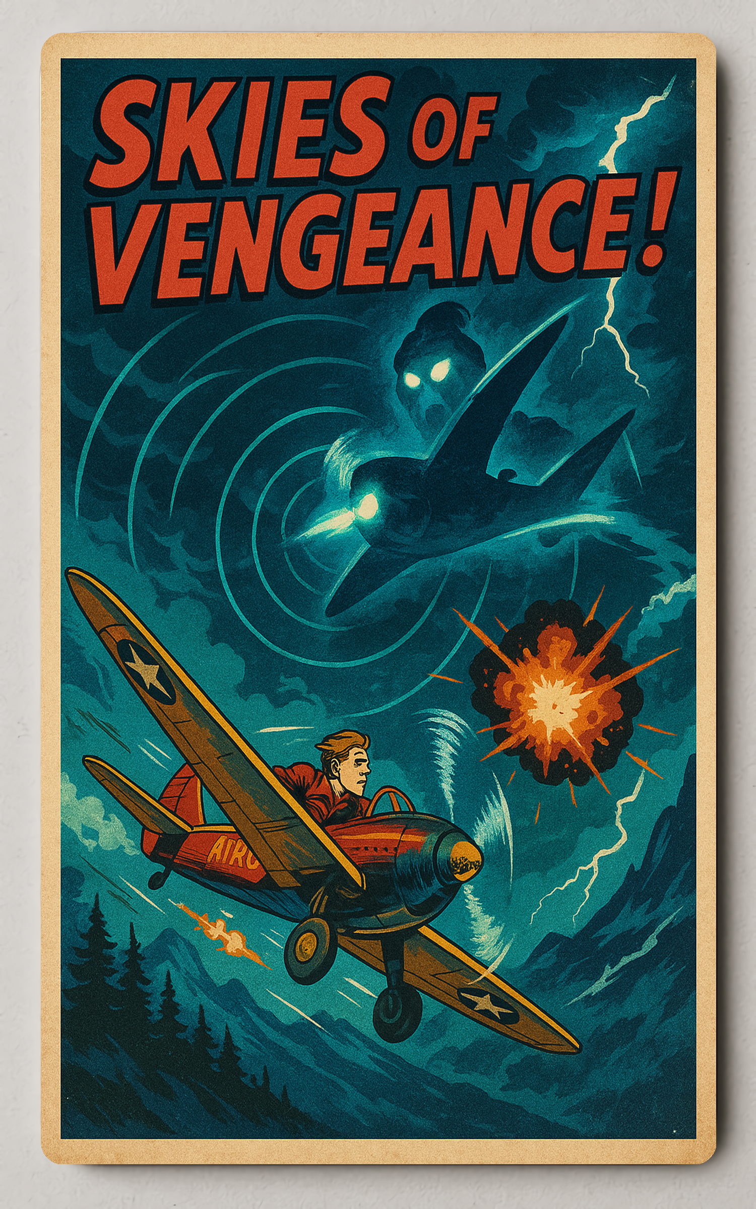 Skies of Vengeance Vintage Action-Adventure Trading Card