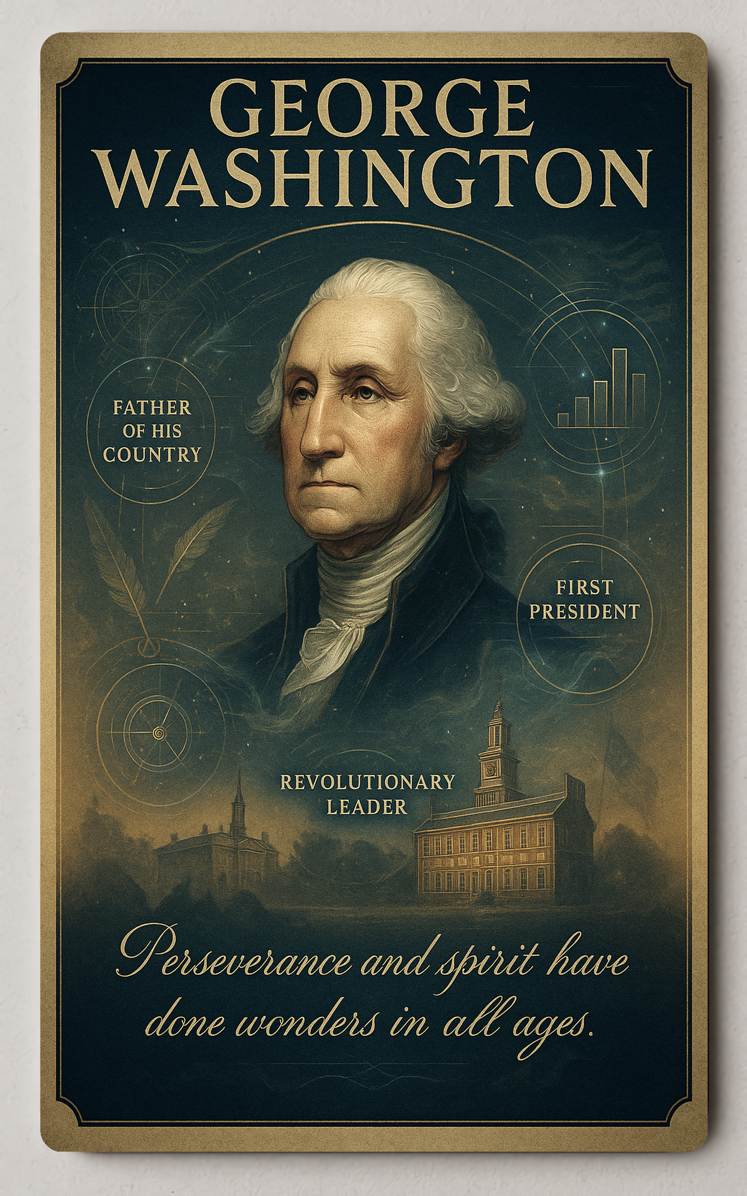 George Washington Vintage Illustration Historical or Presidential Trading Card