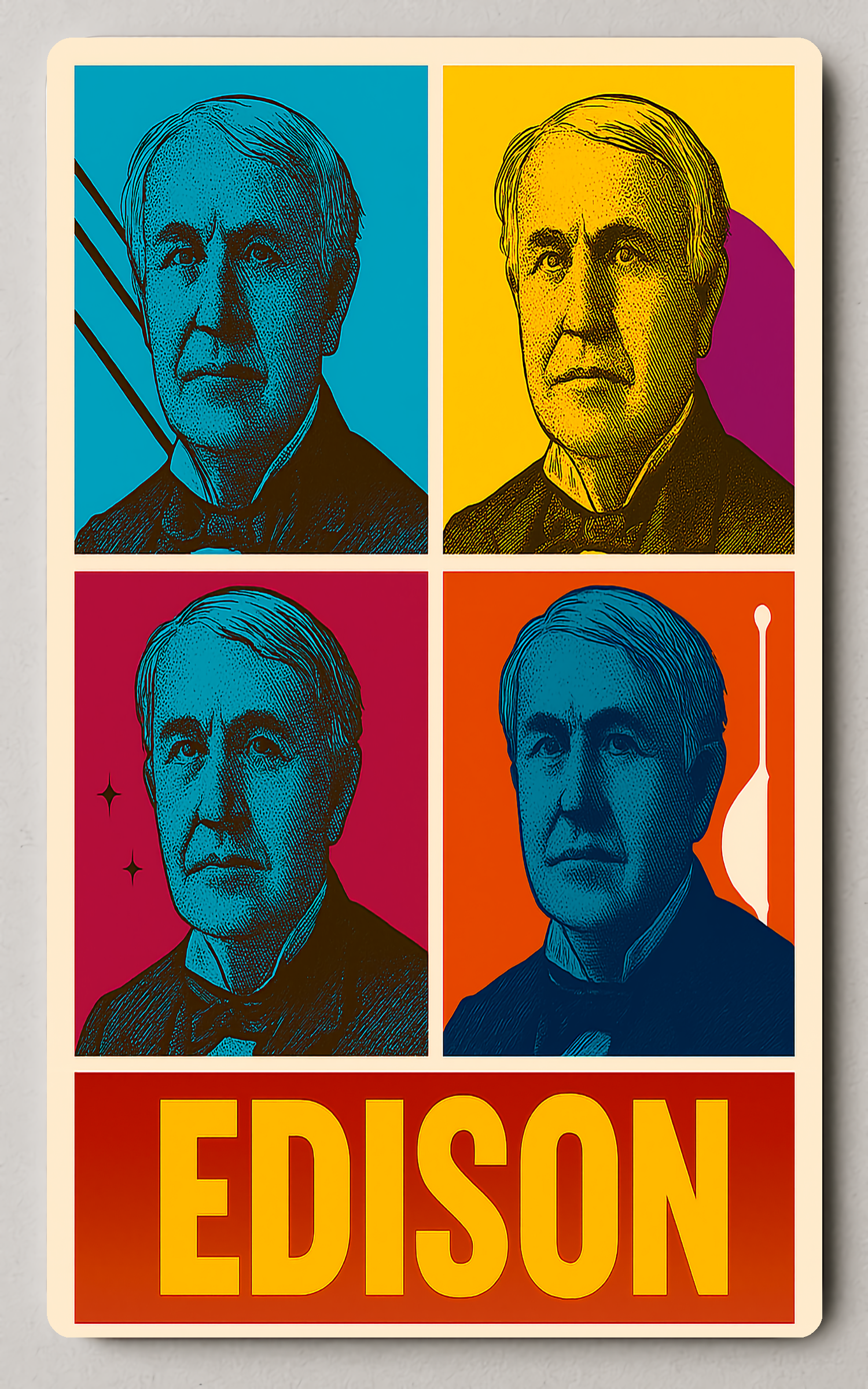 Edison Pop Art Portrait Historical or Presidential Trading Card PosterGoat