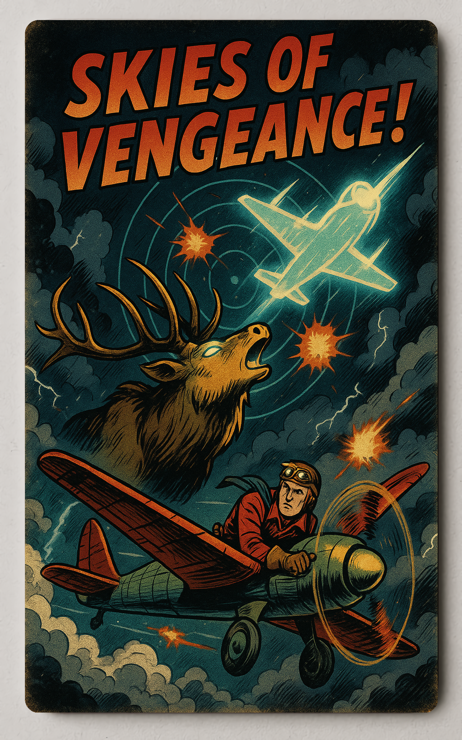 Skies of Vengeance: WWII Adventure Fantasy Trading Card PosterGoat
