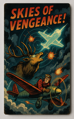 Skies of Vengeance: WWII Adventure Fantasy Trading Card PosterGoat