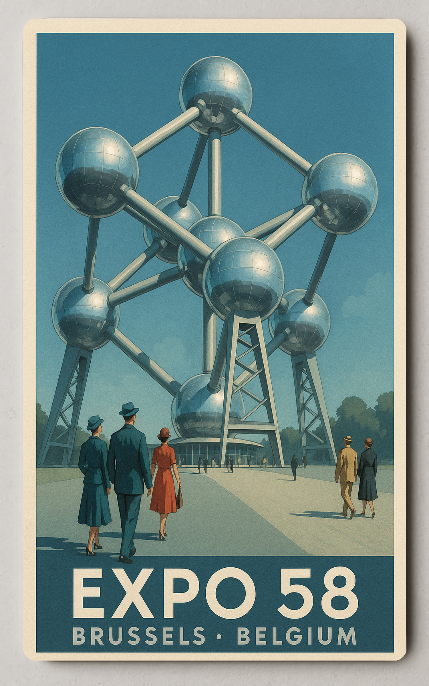 EXPO 58 Atomium Mid-Century Vintage e Trading Card PosterGoat