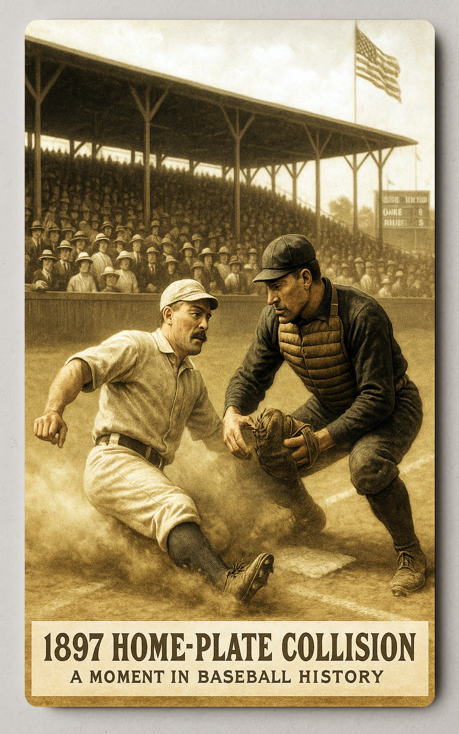 1897 Home-Plate Collision Poster PosterGoat