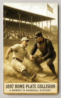 1897 Home-Plate Collision Poster PosterGoat