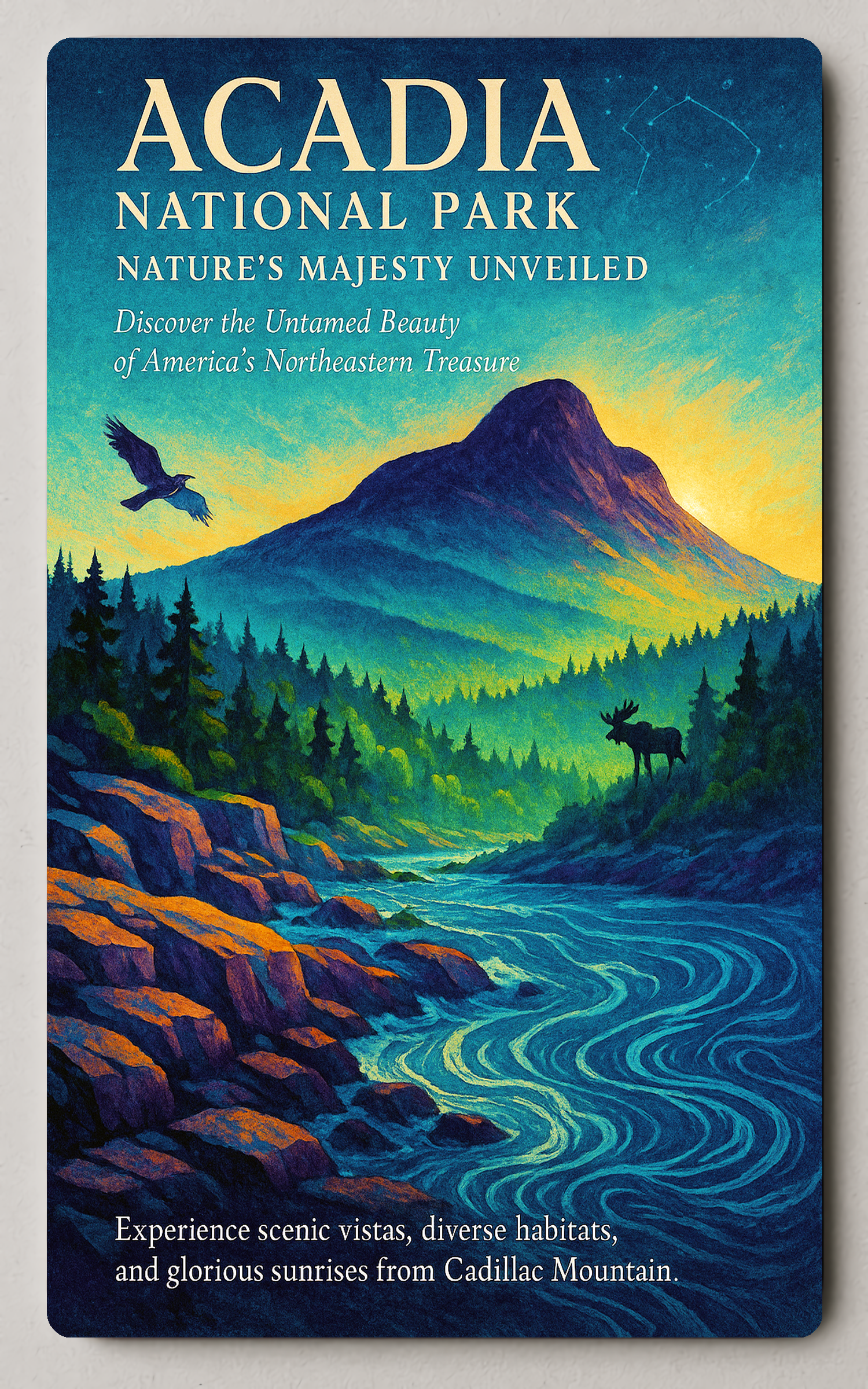 Discover Acadia National Park Trading Card PosterGoat
