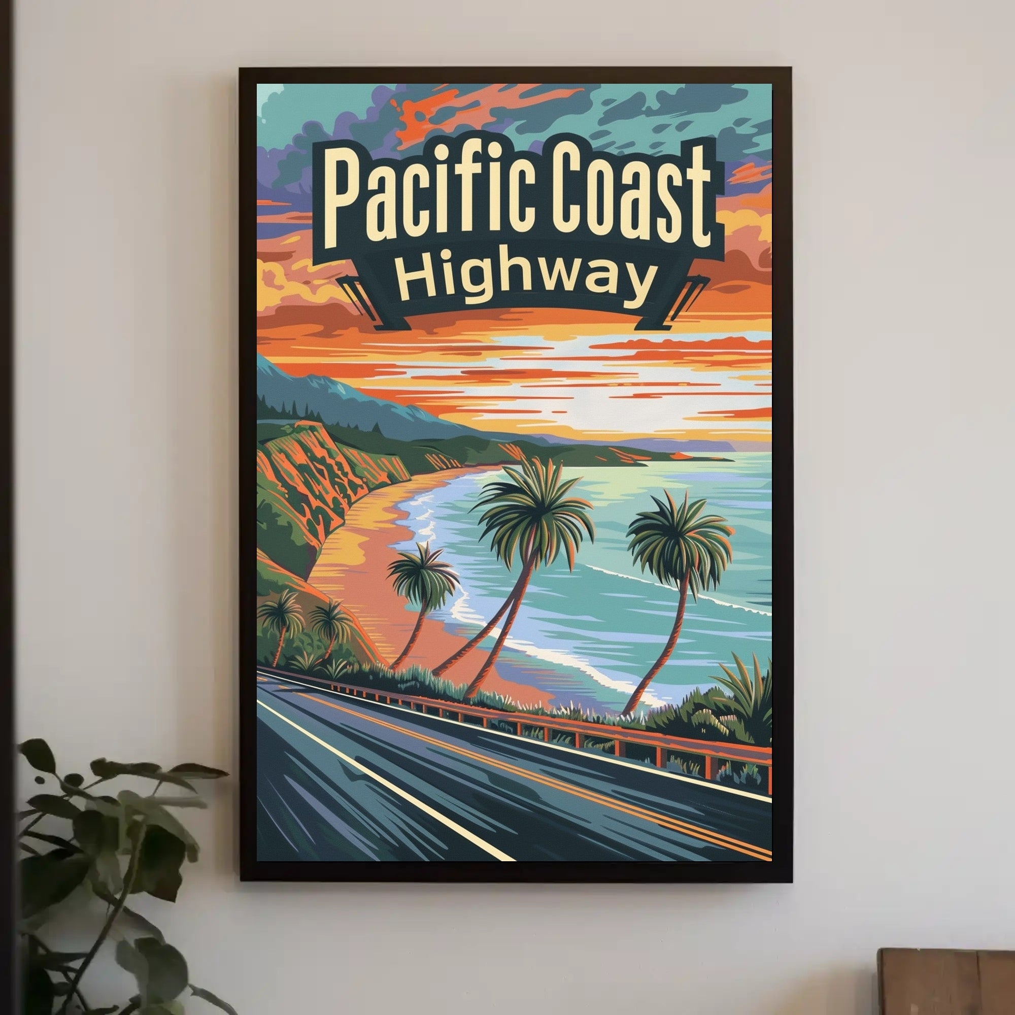 Pacific Coast Highway Vintage Travel Adventure Poster PosterGoat