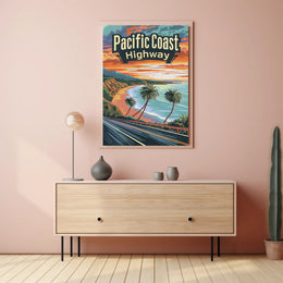 Pacific Coast Highway Vintage Travel Adventure Poster PosterGoat