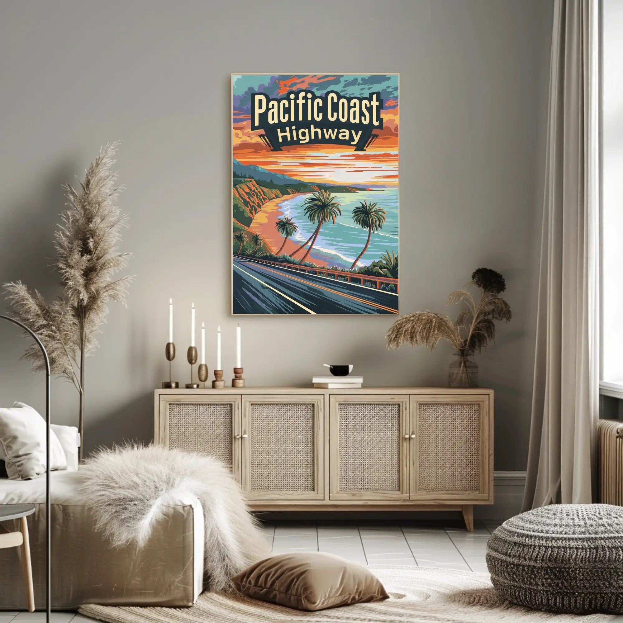 Pacific Coast Highway Vintage Travel Adventure Poster PosterGoat