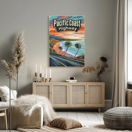Pacific Coast Highway Vintage Travel Adventure Poster PosterGoat