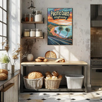 Pacific Coast Highway Vintage Travel Adventure Poster PosterGoat