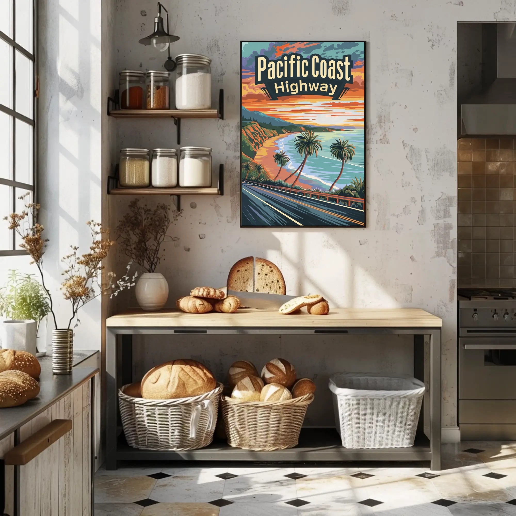 Pacific Coast Highway Vintage Travel Adventure Poster PosterGoat