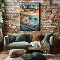 Pacific Coast Highway Vintage Travel Adventure Poster PosterGoat