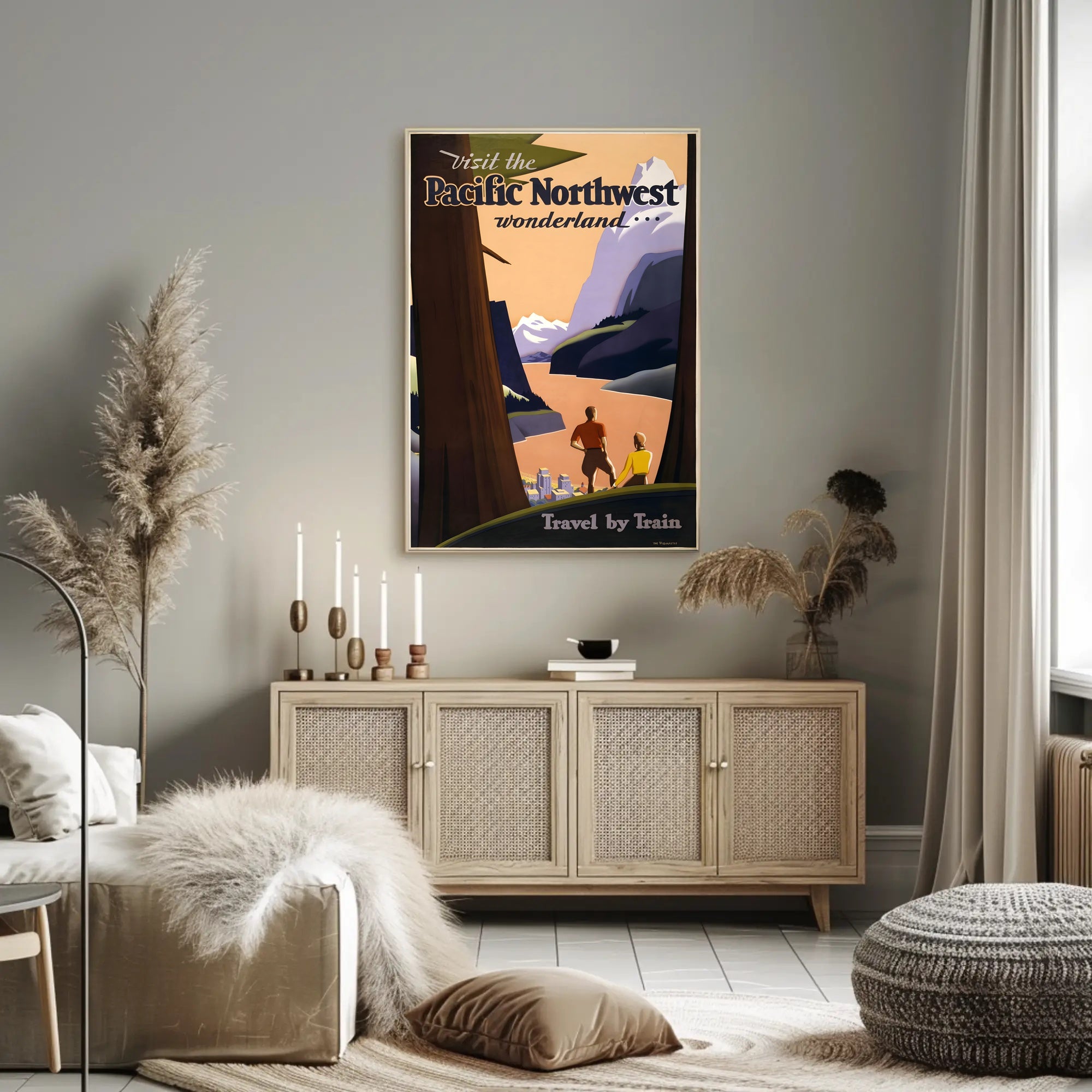 Pacific Northwest Scenic Travel Vintage Train Poster PosterGoat