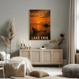 Painting of a Boat in the Water Travel Poster PosterGoat