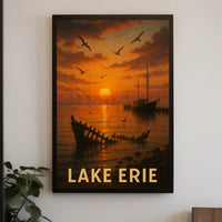 Painting of a Boat in the Water Travel Poster PosterGoat