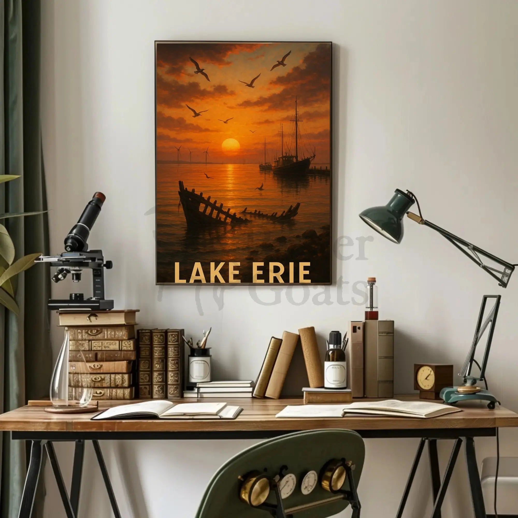 Painting of a Boat in the Water Travel Poster PosterGoat