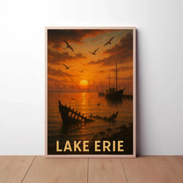 Painting of a Boat in the Water Travel Poster PosterGoat